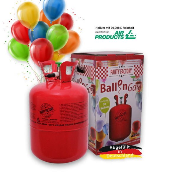 Helium Ballongas für 50 Luftballons Einweg Heliumflasche Folienballons Ballons